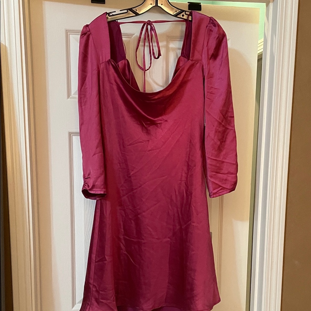NWT LUSH Satin Dress
Color Fuchsia. Size XL